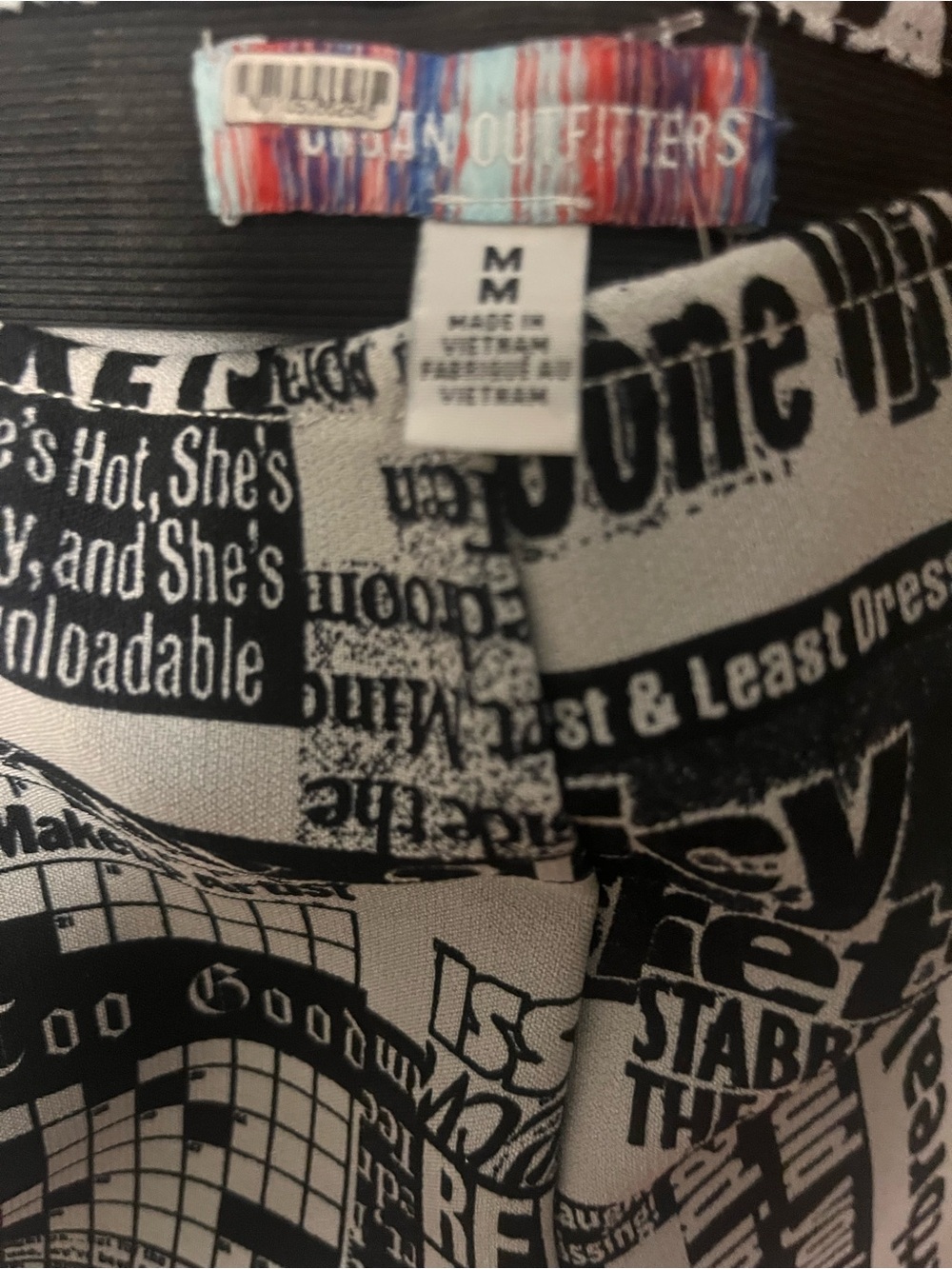 Urban Outfitters Black & White Newspaper Print Trousers - Picture 2 of 4